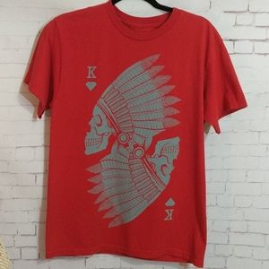 POPULAR POISON Skeleton Chief Red T Shirt